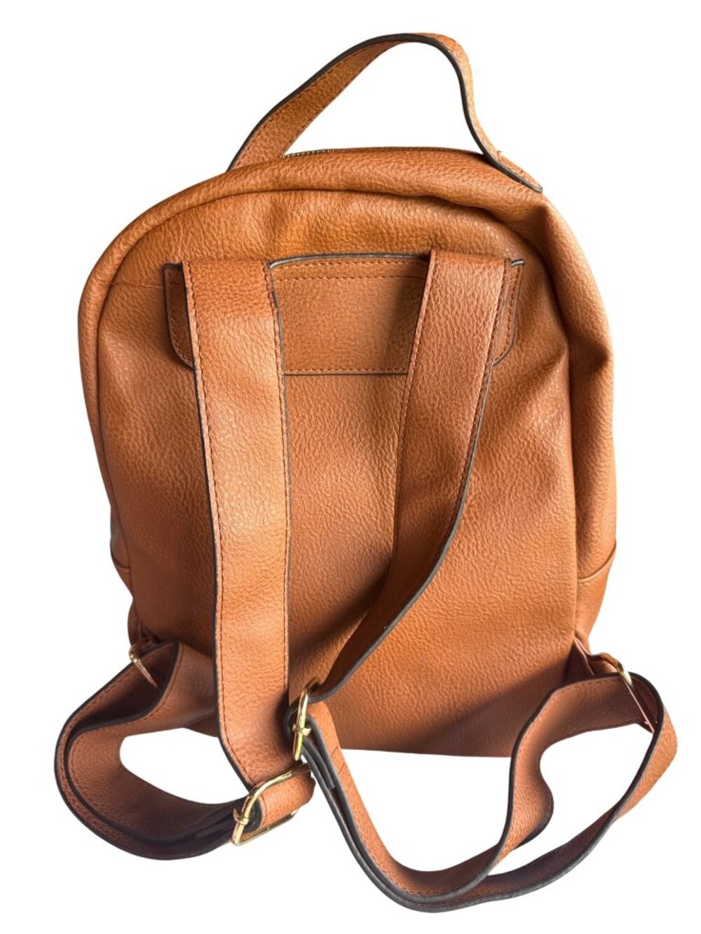 Steve Madden Quilted Cognac Faux Leather Mini Backpack Travel Work Quiet Luxury - Picture 3 of 14